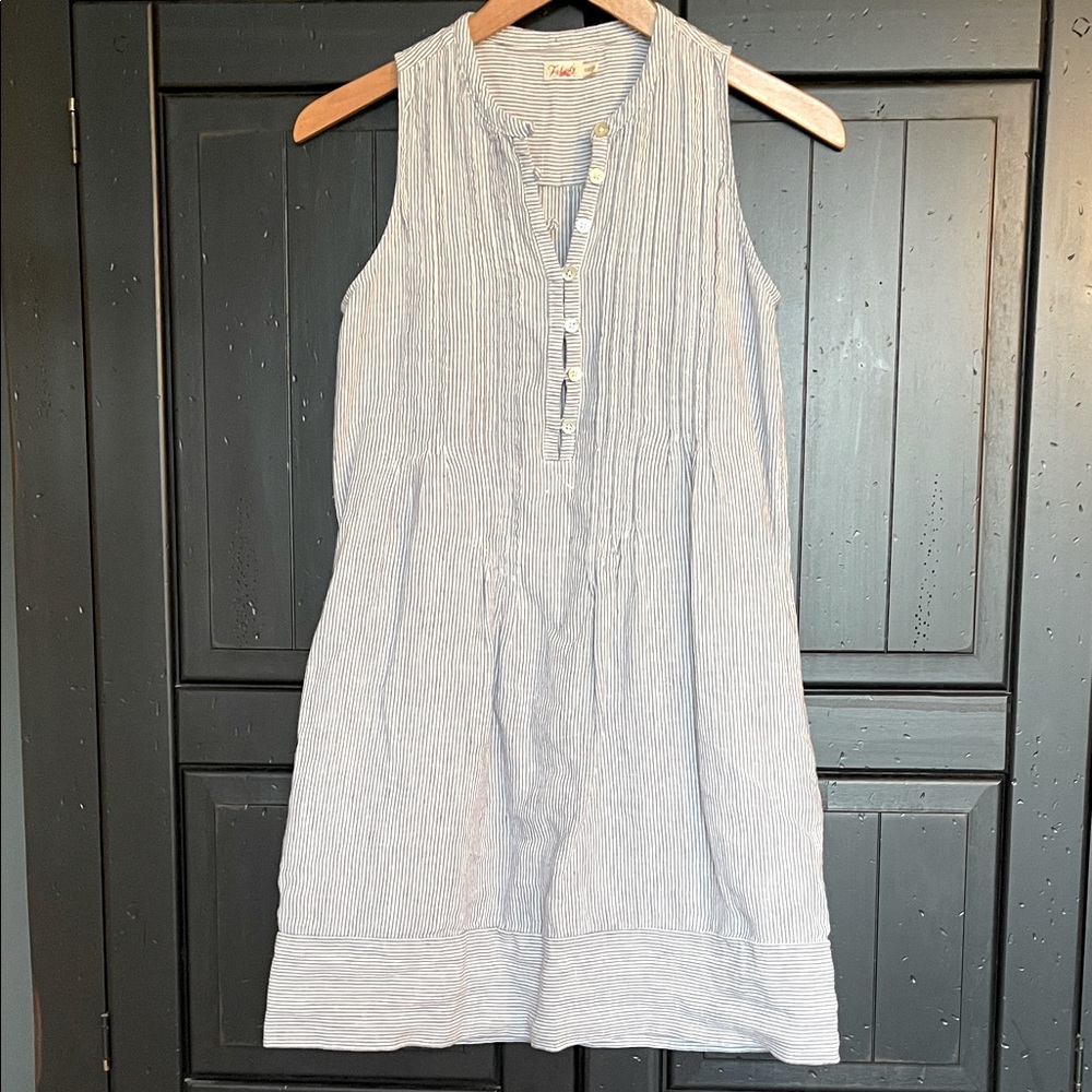 Faherty Blue and White Striped Mini Dress